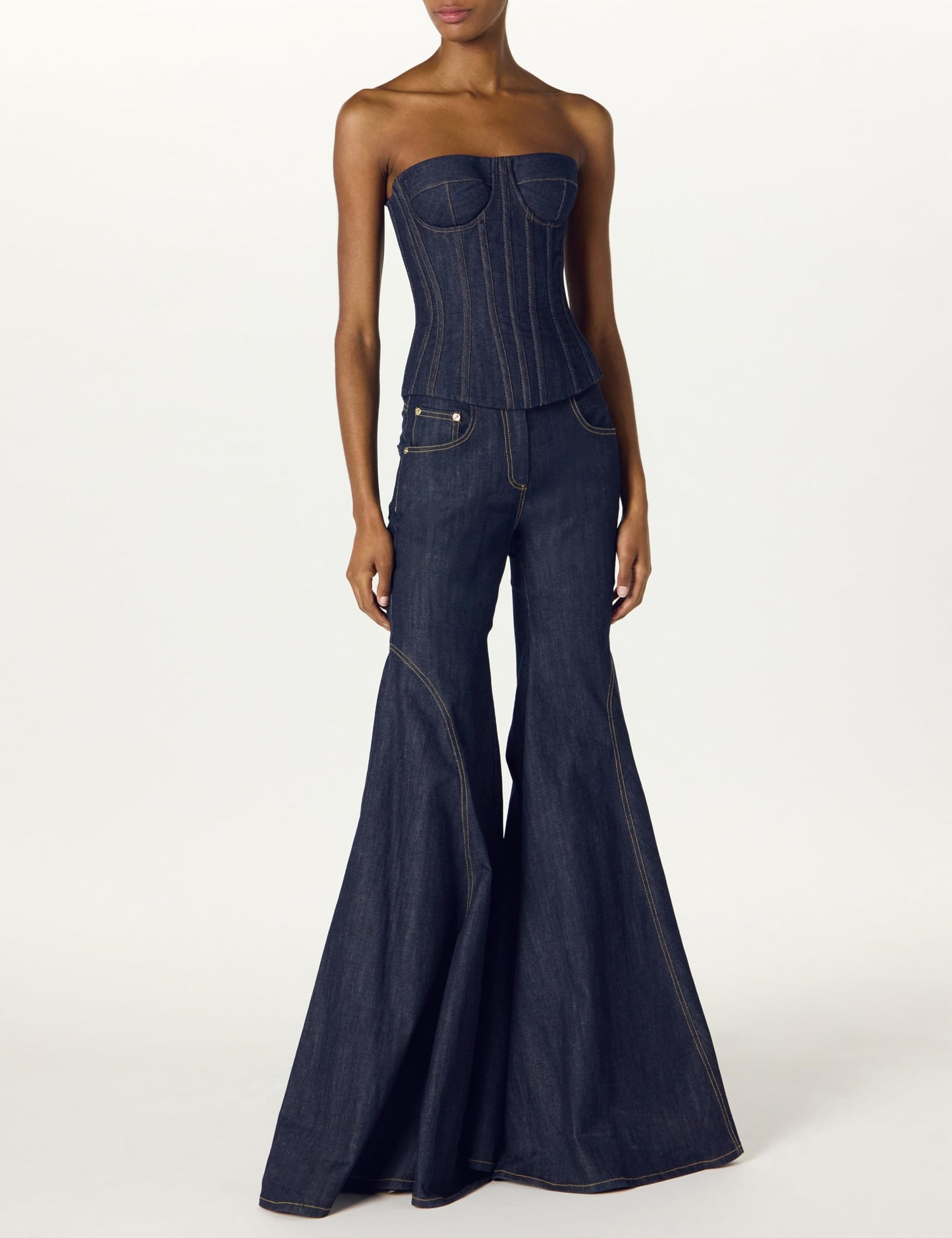 Sergio Hudson, Bell Bottom Jean, 2, Dark Wash Denim