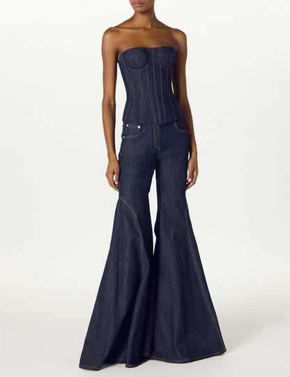 Sergio Hudson, Bell Bottom Jean, 2, Dark Wash Denim