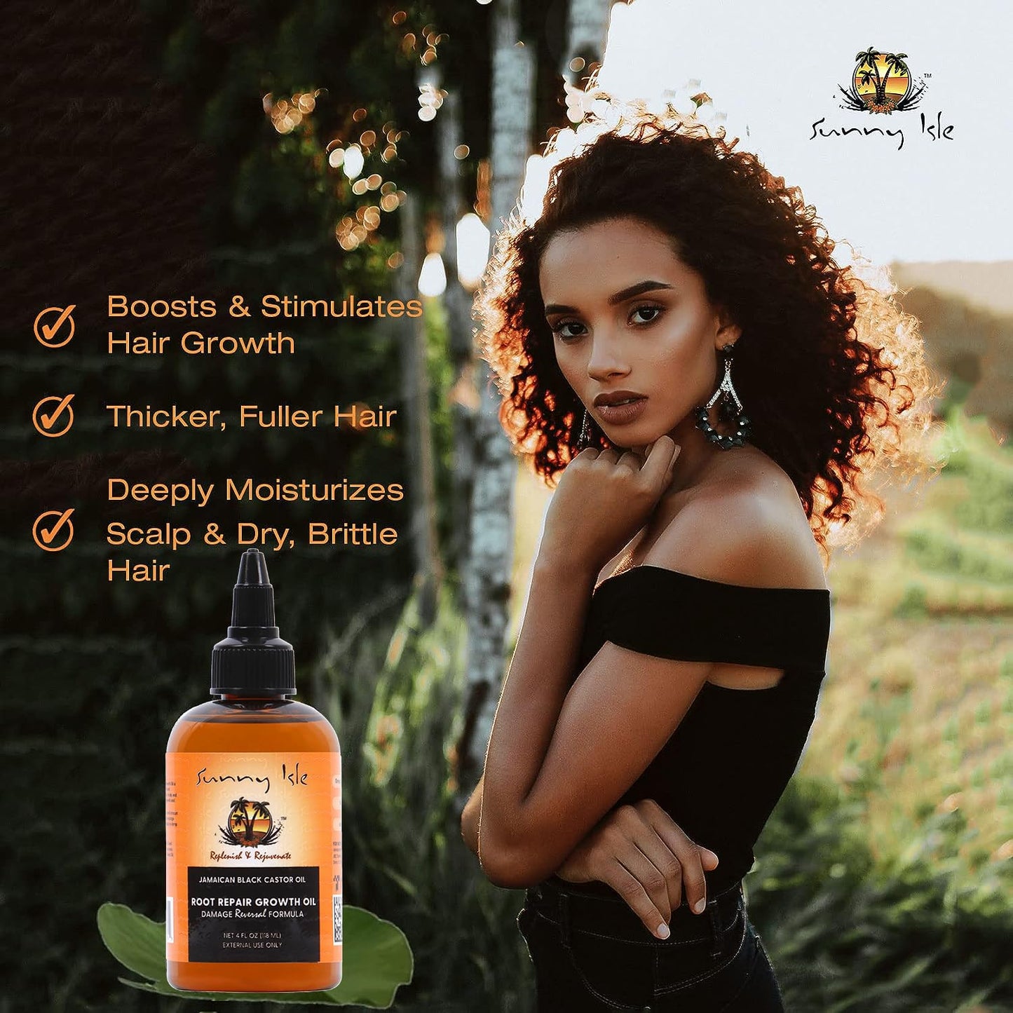 Sunny Isle Jamaican Black Castor Oil Root Repair Growth Oil 4oz | Damage Reversal Formula | Nourishes Hair follicles | Moisturizes Scalp to Strengthen and Prevent Hair Loss
