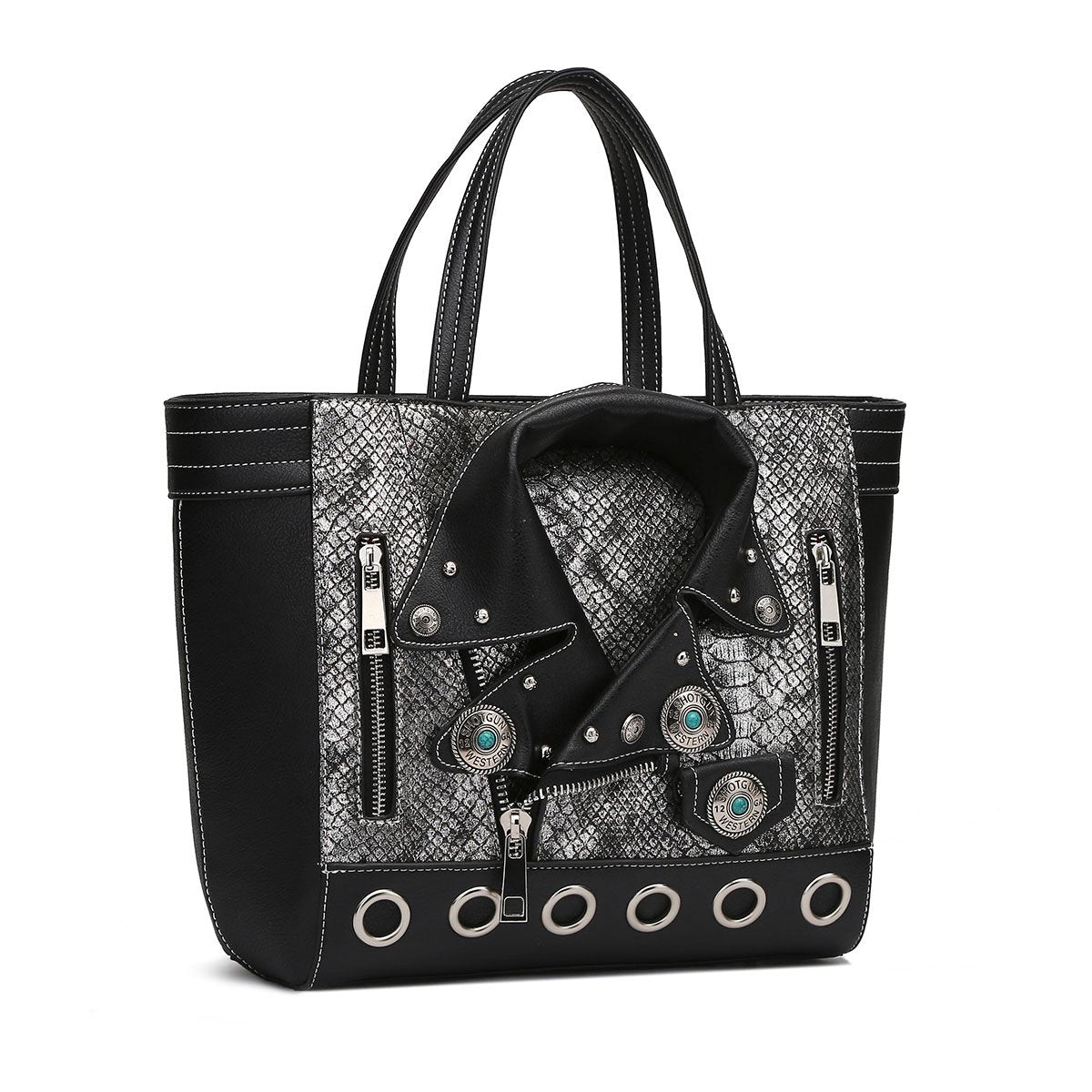 2Chique Boutique Women's Python Motorcycle Jacket Tote