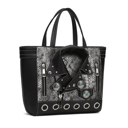 2Chique Boutique Women's Python Motorcycle Jacket Tote