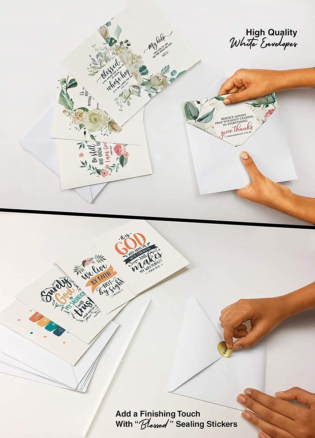 Dessie 60 Unique Bible Verse Cards With Envelopes and Gold Seals. Scripture Cards With 60 Different Designs and Inspirational Bible Verses. Christian Greeting Cards Assortment.