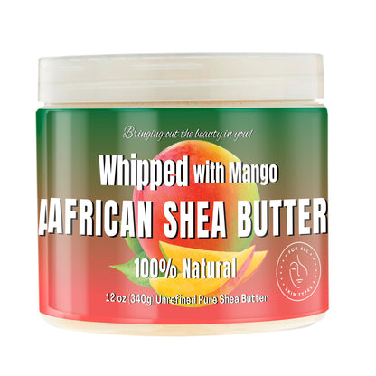 RA COSMETICS Whipped Shea Butter Mango - 100% Pure and Natural African Shea Butter - Ultimate Handcrafted Moisturizer with Essential Vitamins for Radiant Skin and Luscious Hair - 12oz Jar