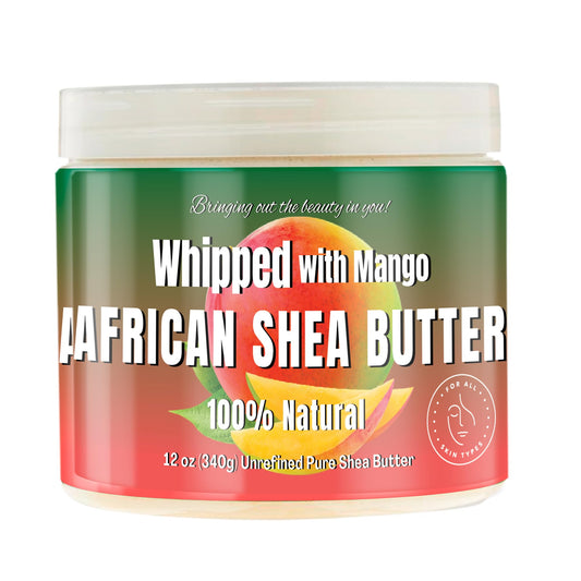 RA COSMETICS Whipped Shea Butter Mango - 100% Pure and Natural African Shea Butter - Ultimate Handcrafted Moisturizer with Essential Vitamins for Radiant Skin and Luscious Hair - 12oz Jar