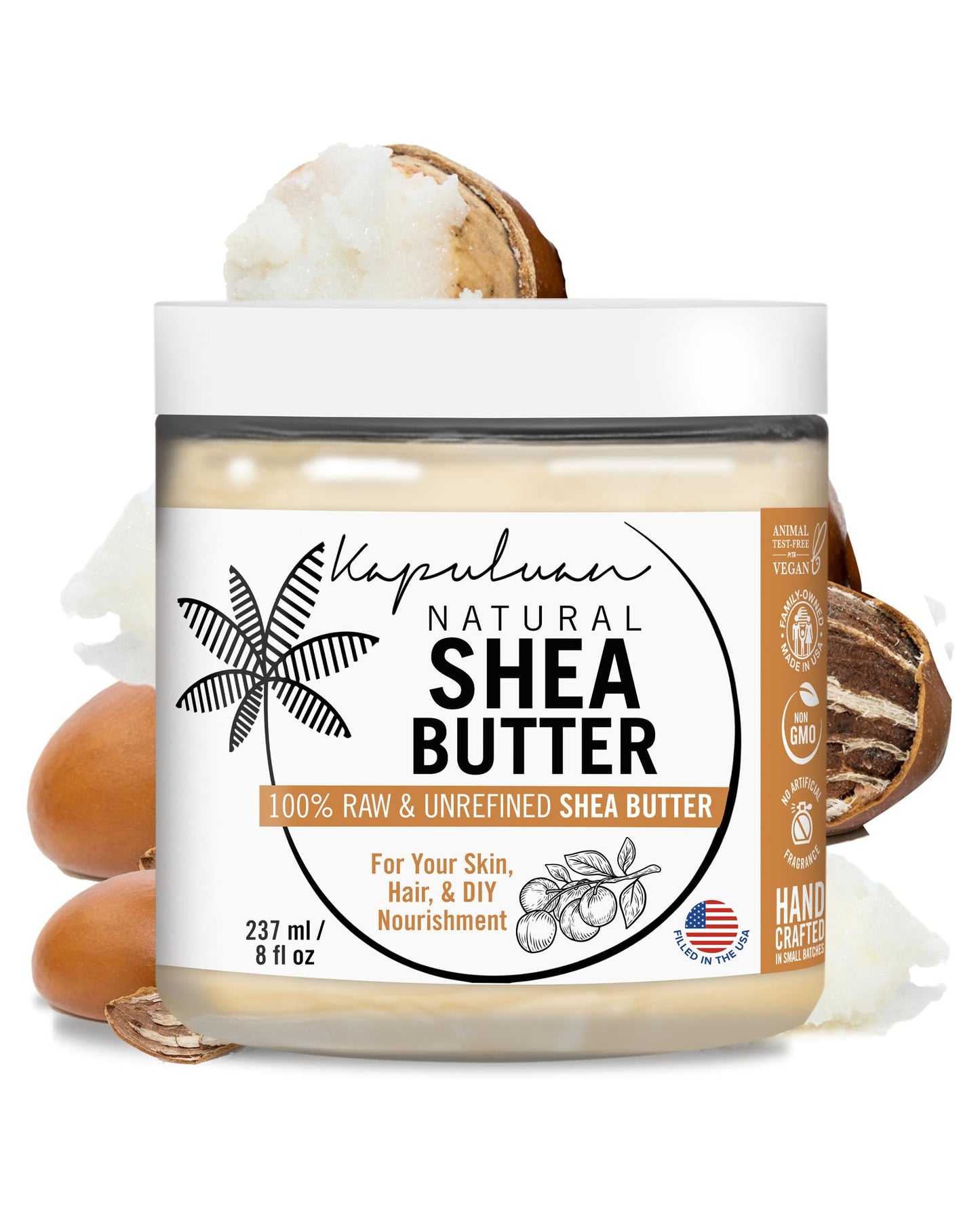 Kapuluan Shea Butter — Raw, Unrefined, Pure Shea Butter Raw for Skin, Hair, and Face - Shea African Butter Skin Moisturizer, Stretch Marks and Acne Scarring .5 lb