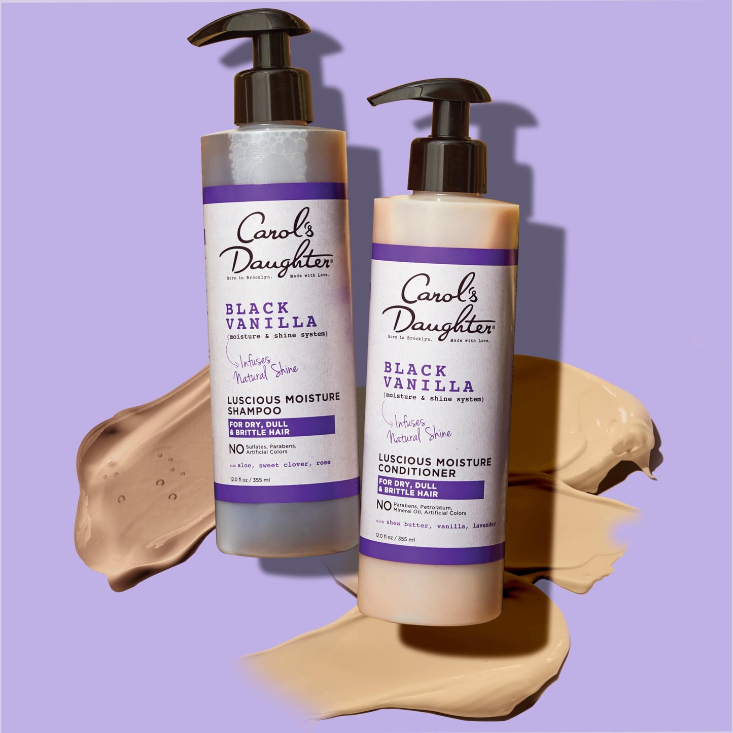 Carol's Daughter Black Vanilla Sulfate Free Shampoo and Conditioner Set for Curly, Wavy or Natural Hair, Moisturizing Hair Care for Dry, Damaged Hair, 1 Kit