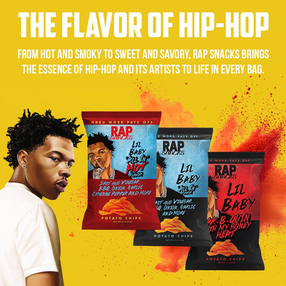 Rap Snacks Lil Baby Bar-B-Quin' With My Honey Heat Potato Chips 2.5 Oz Bags - Pack of 12