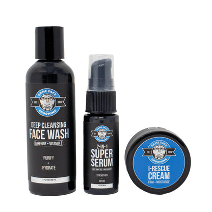 Game Face Face Care 3 Pack - Face Wash, 2-1 Serum, and Eye cream