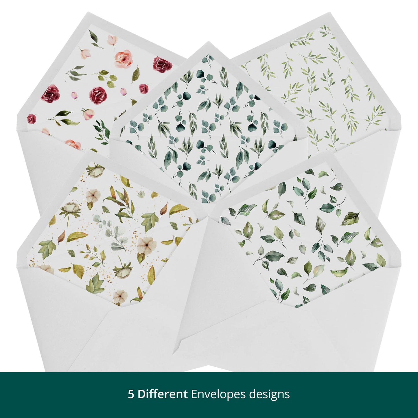 Dessie 50 Different Sympathy Cards With Greetings Inside. 5x7 Inch 50 Condolence Cards With Crisp Designs, Envelopes And Matching Floral Sealing Stickers