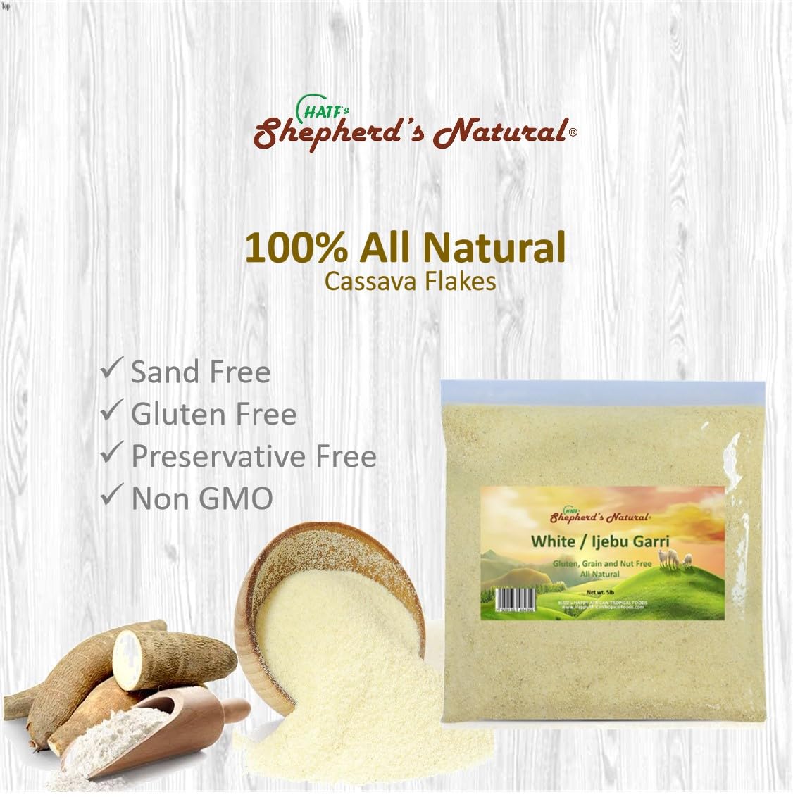 Ijebu Garri/Gari 5 lb / 80 oz bag by HATF's Shepherd's Natural, 100% All Natural