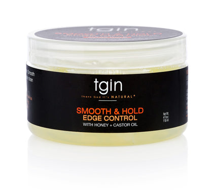 tgin Smooth & Hold Edge Control for Curly, Coily and Wavy Hair, with Honey and Castor Oil, Medium Hold for Sleek Styles and Edges, 4 oz