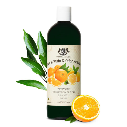 Gerrard Larriett: Natural Pet Stain and Odor Remover - Pet Urine Enzyme Cleaner with Dog & Cat Urine Odor Eliminator - Pet Carpet Cleaner Solution with Citrus Oil Blends - Enzymatic Cleaner, 16 oz