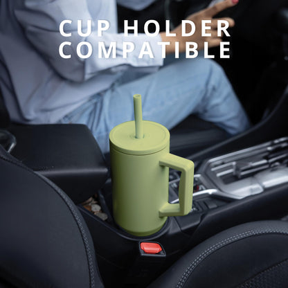 Elemental 40 oz Tumbler with Handle and Straw - Spill Proof Insulated Stainless Steel Commuter for Hot and Cold Beverages - Travel Coffee Mug with 2 Straws & Spill Proof Lid - 40oz - Key Lime