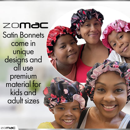 Zomac Satin Bonnet Bundle with Ambi Oily and Combination Skin Products, Includes Ambi Black Soap Cleansing Bar, Ambi Gentle Exfoliating Wash, and Ambi Black Soap Facial Cleanser