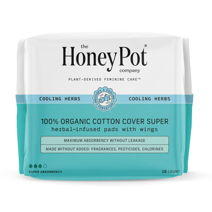 The Honey Pot Company - Herbal Pads for Women - Super & Heavy Flow Overnight Pads Bundle - Infused w/Essential Oils for Cooling Effect & Cotton Cover - Sanitary Pads - Feminine Care - FSA Eligible