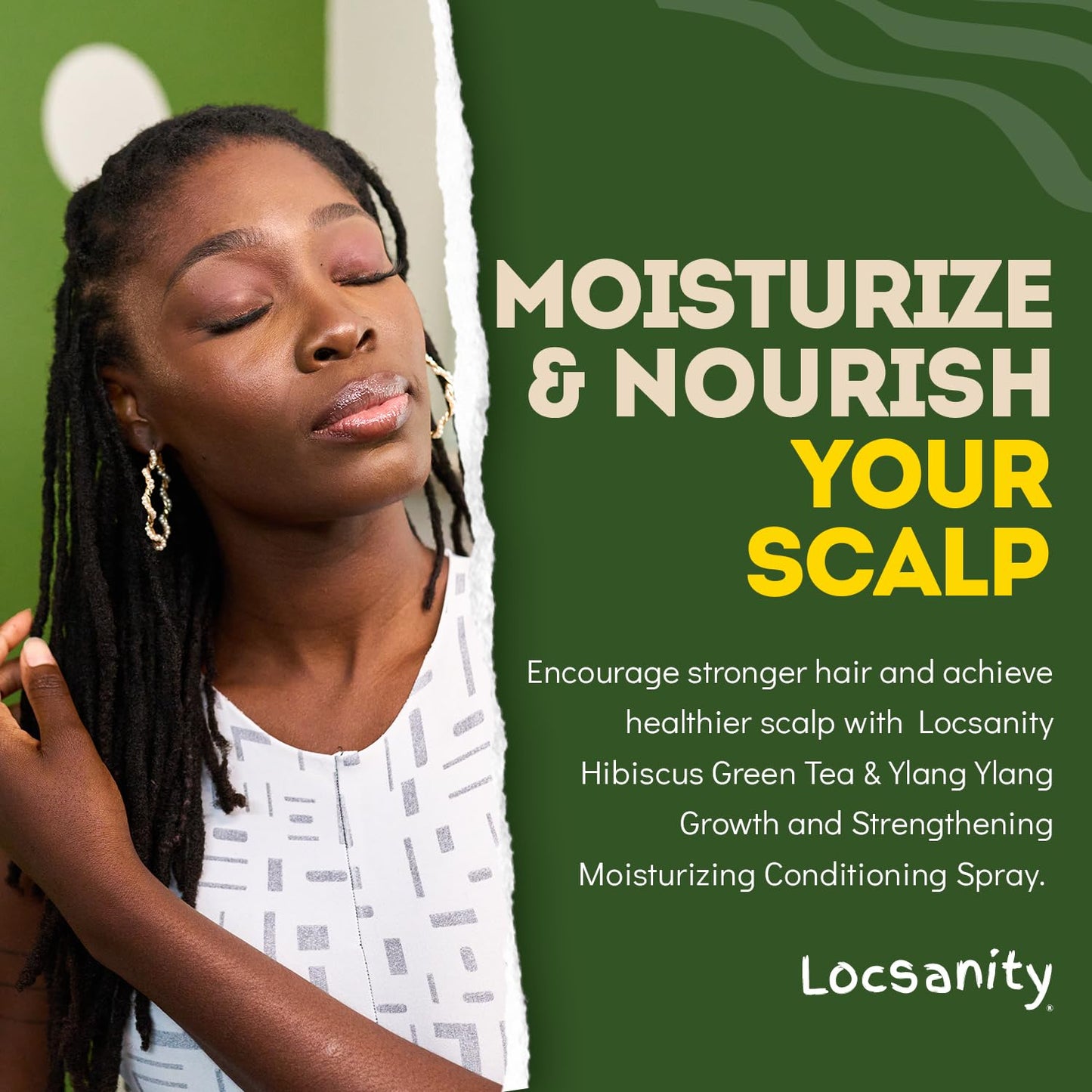 Locsanity Hibiscus Green Tea Hair Growth Spray for Dreadlocks and Loose Hairstyles Hair Care Treatment – Jumbo Size Loc Moisturizer for Thicker, Fuller, Longer Hair (32oz)