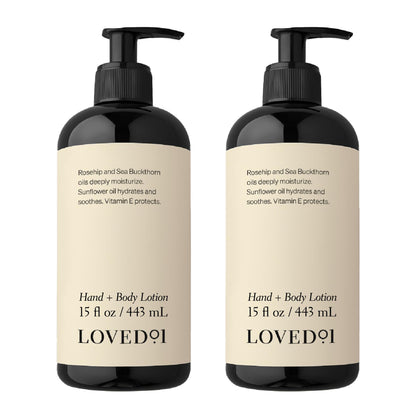 Loved01 Hand & Body Lotion, John Legend Skincare, Fragrance-Free, Daily Lightweight Cream, Formulated with Shea Butter & Vitamin E, 2-Pack (15 oz each)