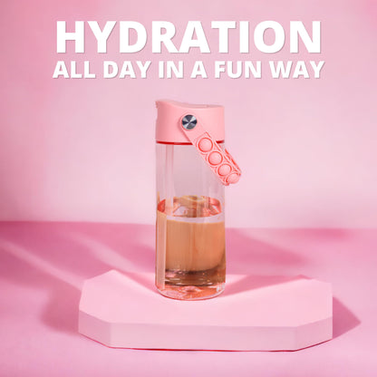 Elemental Leak Proof Water Bottles for Kids - Splash Kids Water Bottle for School with Pop-it Handle - BPA Free Tritan Plastic Reusable Water Bottle with Straw - Pink - 18oz