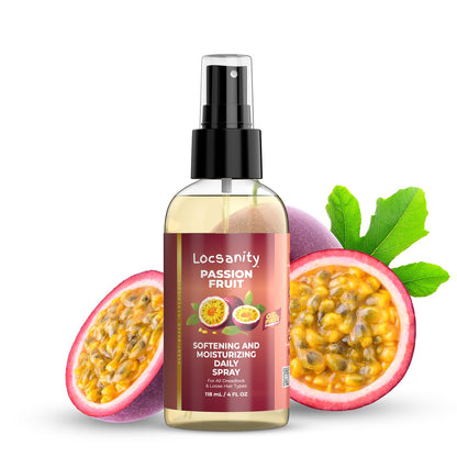 Locsanity Daily Moisturizing Spray for Dull, Dry Locs – Trial Size Passion Fruit Hair and Scalp Moisturizer for Dreadlocks, Sisterlocks, Microlocks, Braids to Control Oil and Frizz (4 fl oz)