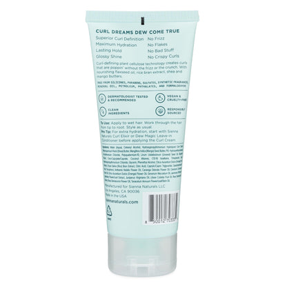 Sienna Naturals - Dream Curl Cream – Lightweight Curl Defining & Hydrating Styling Cream – Enhances Curls, Reduces Frizz & Adds Soft Hold – Clean, Vegan & Silicone-Free, 6oz