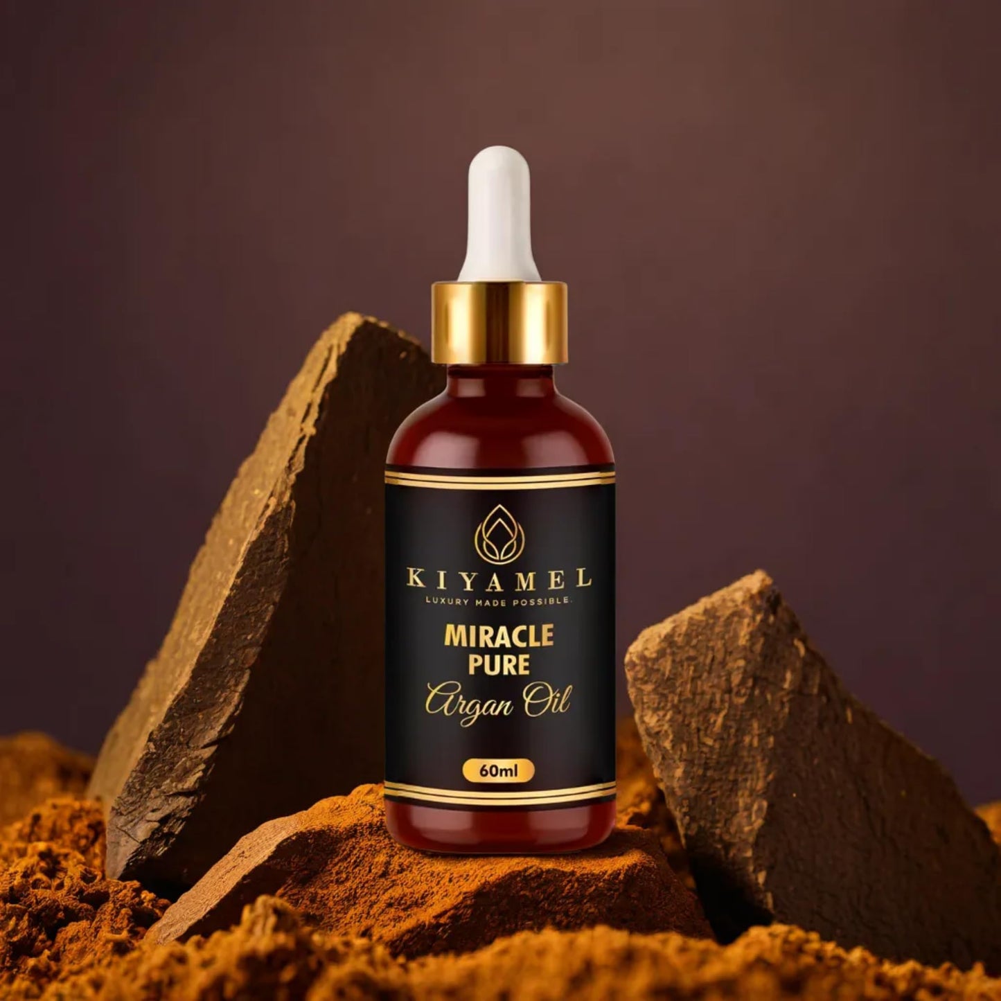 KIYAMEL Pure Argan Oil for Women and Men, Natural Skin Hydrating Vitamin E and Omega 6 Fatty Acids for Stretch Marks, Wrinkles, and Under Eye Bags, Paraben and Sulfate Free