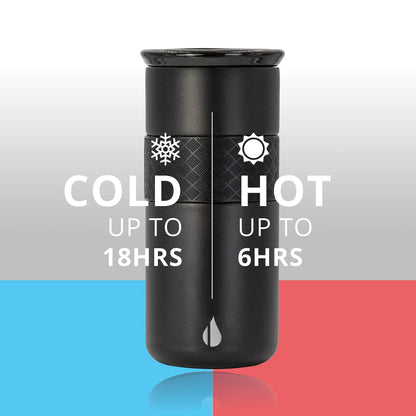 Elemental Artisan Insulated Tumbler, Triple Wall Coffee Travel Mug, Reusable Stainless Steel Coffee Tumbler with Ceramic Lid, Thermal Coffee Cups for Hot (6 Hrs) & Cold (18 Hrs), 16oz - Matte Black