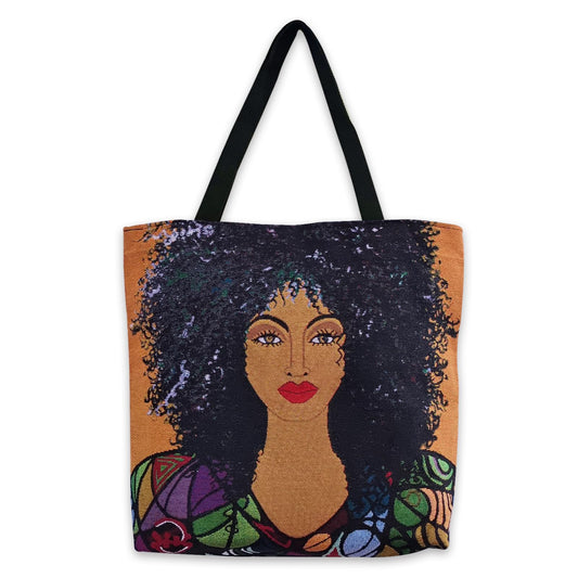 Shades of Color Woven Tote Bag for African American Women, for Work Gym Travel Shopping Casual