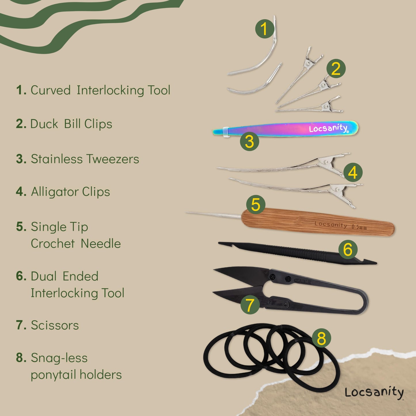 Locsanity Dreadlock Retightening and Interlocking Tool Kit for Sisterlocks, Microlocks, Small Locs, and Medium Locs – Metal Hair Tools for Dreads, Braids, and Locs Maintenance