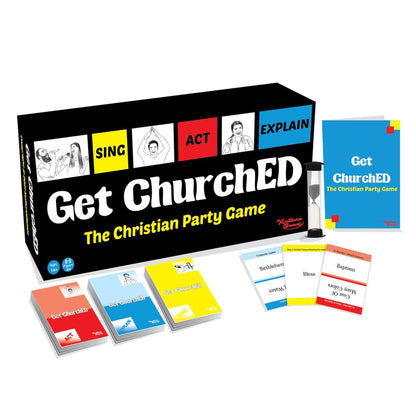 Kulture Games Get ChurchED - The Christian Party Game (Sing, Act/Charades, Explain) - Christian Gifts - Bible Trivia Game - Charades Games for Family & Youth Groups - Christian Cards – Bible Quiz