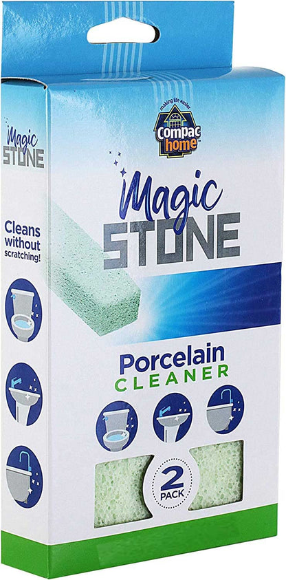 COMPAC HOME Magic-Stone Porcelain Cleaner, Green Product, Made from Recycled Glass, Scouring Stick Toilet Cleaner, Removes Stubborn Lime Stains from Porcelain or Bathroom Fixtures, 2 Count