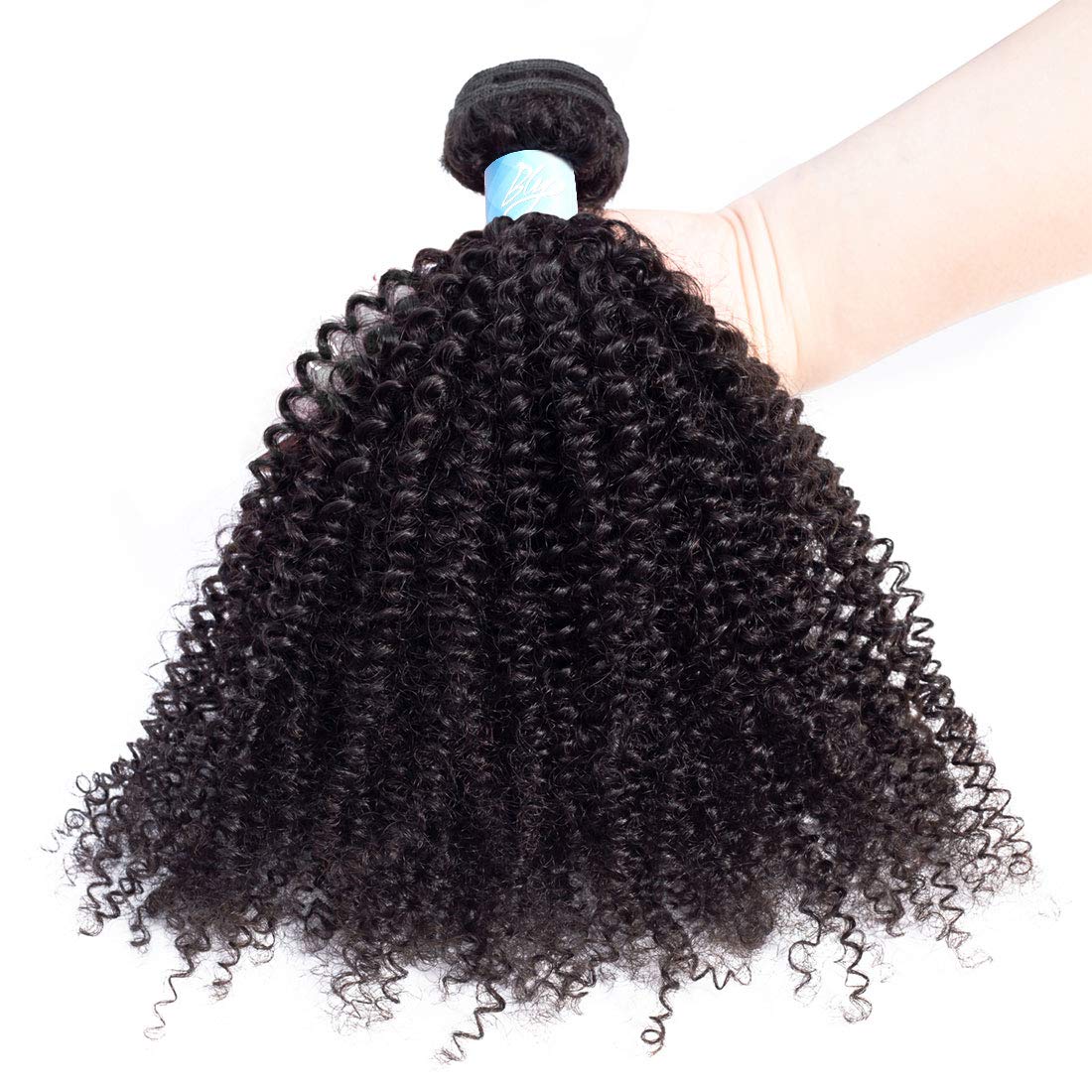 BLY 7A Mongolian Afro Kinky Curly Boho Human Braiding Hair - 3 Bundles, 18/20/22 Inch Unprocessed Weft Big Hair for African American Women - Natural Color