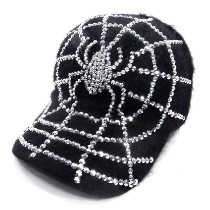 2Chique Boutique Men's Black Clear Crystal Spider Cap