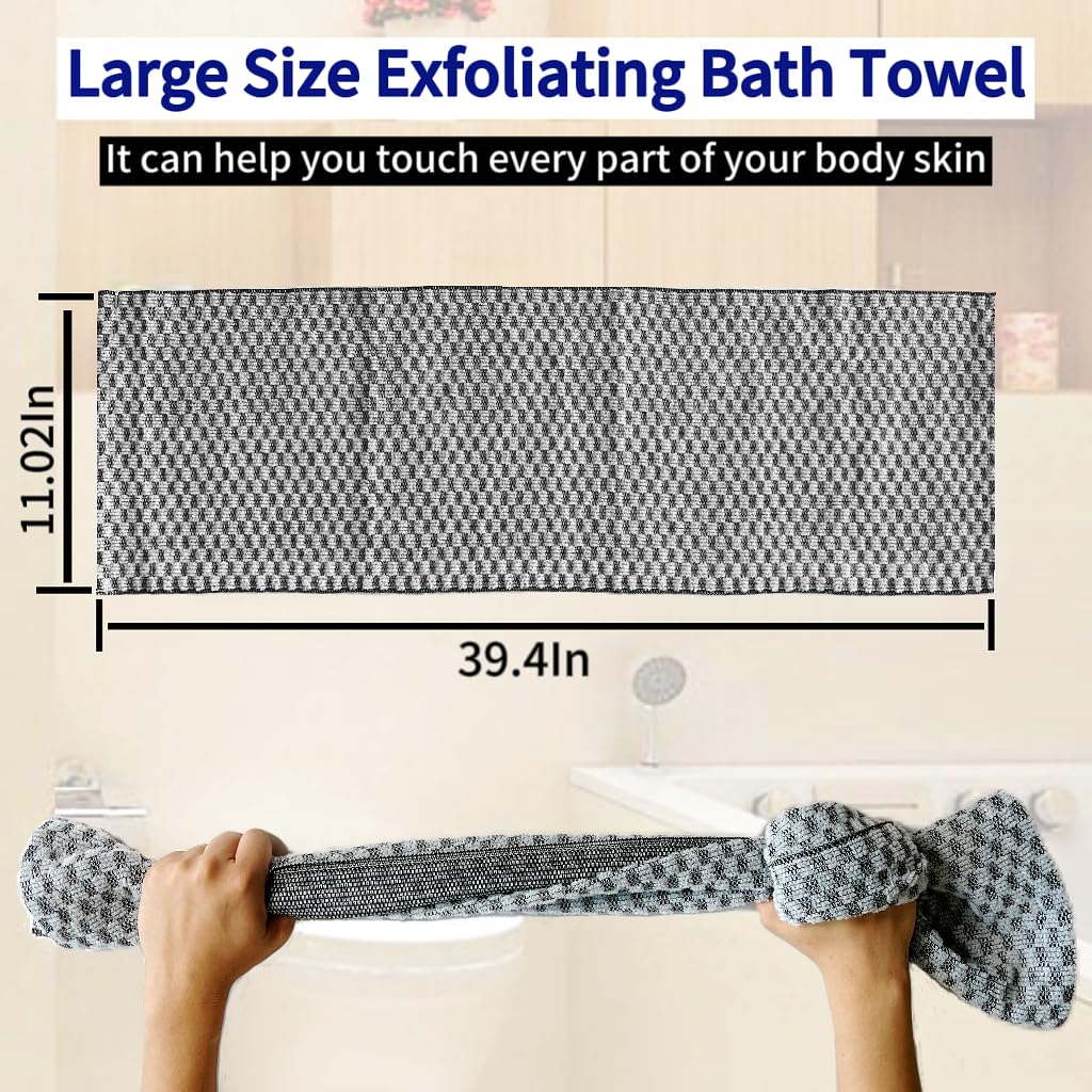 Exfoliating Washcloth, Japanese Exfoliating Towel, Exfoliating Shower Towel, Deep Cleanse for Body Face African Net Sponge Exfoliating Bath Scrubber with 2 Sides for Scrubbing & Washing