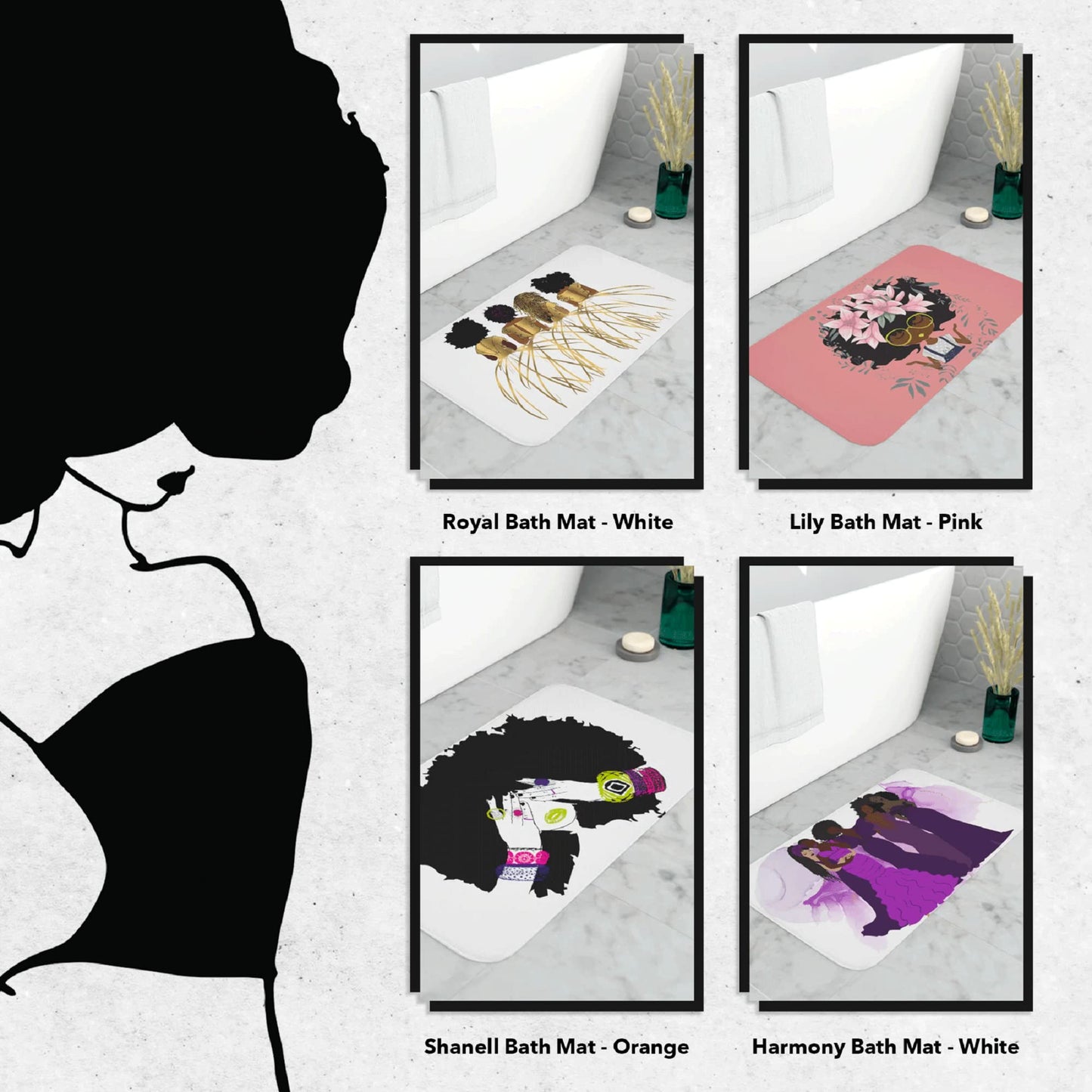 Pardon My Fro Shanell Bathroom Mat - Cushioned Soft Absorbent Bath Rugs with Printed Design - Washable Shower Mat Non Slip - Stylish Microfiber Bath Mat (Orange Bath Mat 30" X 20")