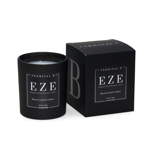 TERMINAL B Luxury Scented Candle, EZE - Buenos Aires: Black Currant & Amber, Travel Inspired Airport Coded Candle, 10.58 oz, 60 Hour Burn Time, Made in Los Angeles