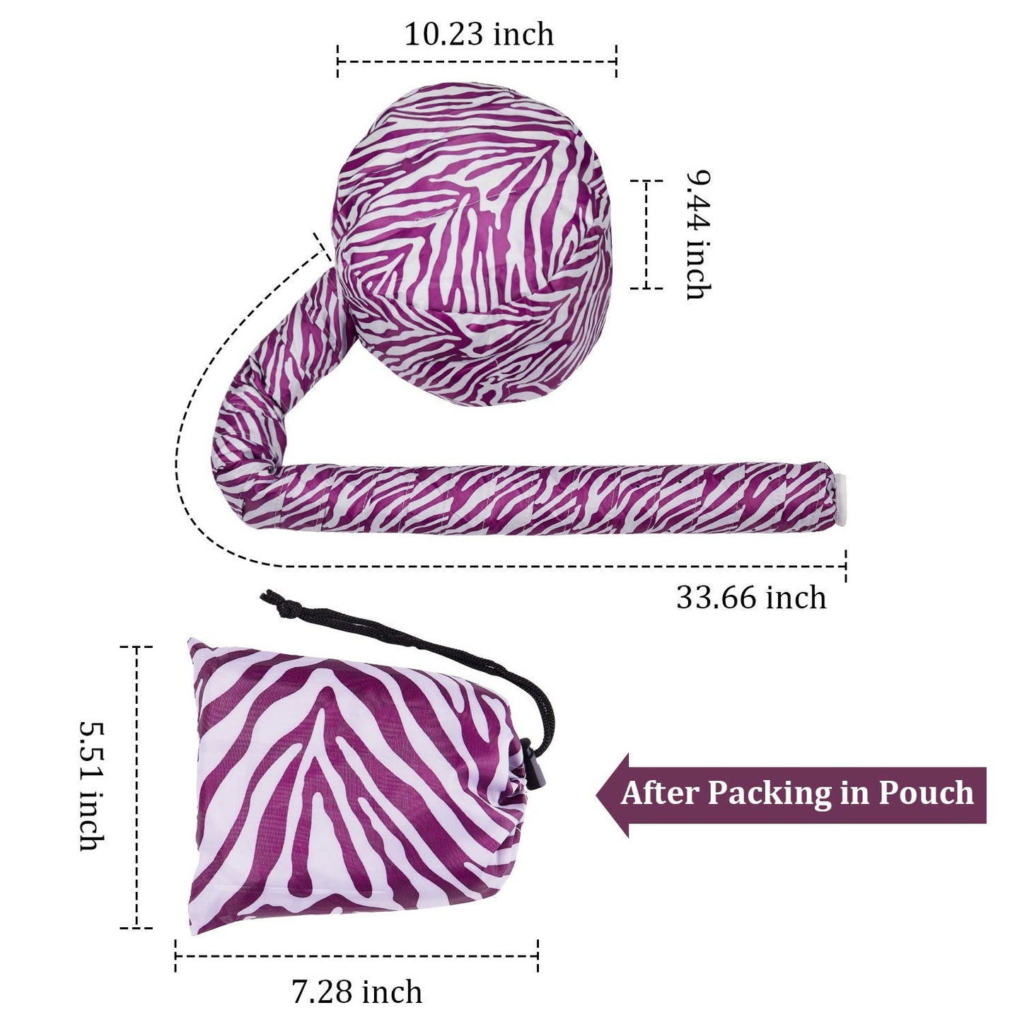 Locsanity Dreadlock Loose Natural Hair Bonnet Dryer Attachment Quick Drying Cap - Black or Purple (Purple Animal)