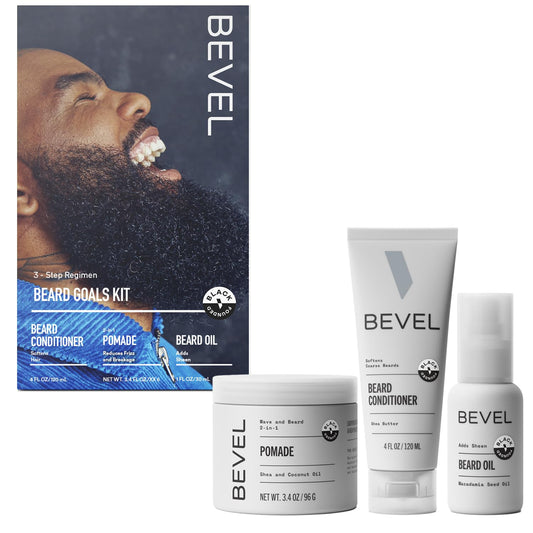 Bevel Mens Beard Grooming Kit - Includes Beard Conditioner, Beard Balm and Beard Oil to Soften, Hydrate and Strengthen Beard and Reduce Skin Irritation and Redness (Packaging May Vary)