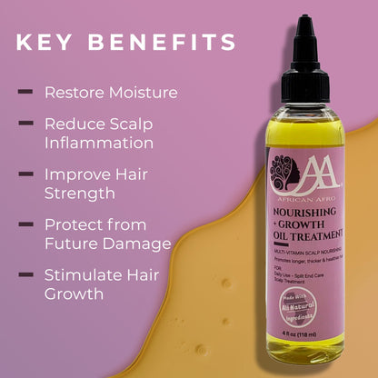 African Afro Hair Oil Treatment, 4 Fl Oz - Nourishing & Growth Oil for All Hair Types, Pumpkin Seed-Based, Cruelty-Free, All Natural Hair Serum with Tea Tree, Coconut, Vitamin E, Essential Oils