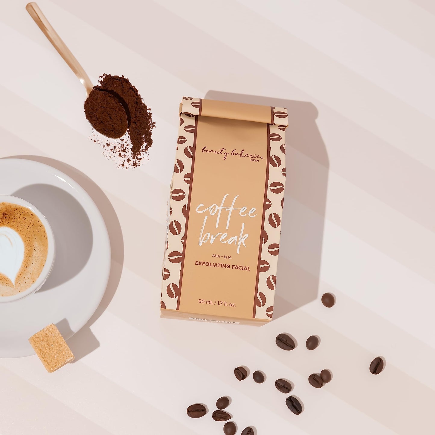 Beauty Bakerie Coffee Break AHA BHA Exfoliating Facial, Skin Care Products for Healthy, Glowing Skin, Face Exfoliator with Skin Refreshing Formula, Exfoliant & Skincare Essential, 1.7 oz.