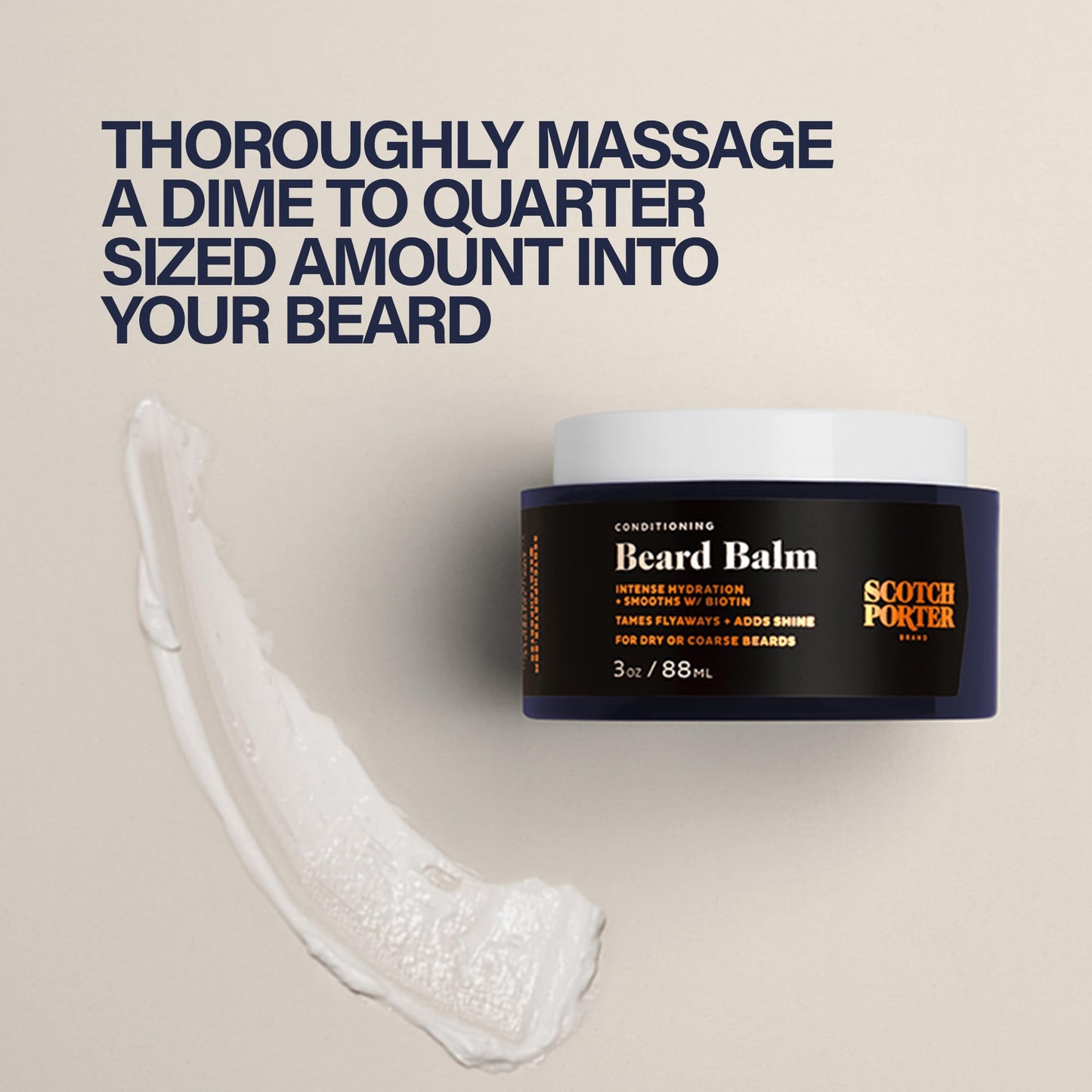 Scotch Porter Conditioning Beard Balm – Smooth, Shape, Moisturize & Soften Coarse, Dry Facial Hair while Encouraging Growth for a Fuller/Healthier-Looking Beard – Miami Duppy Scent, 3 oz. Jar