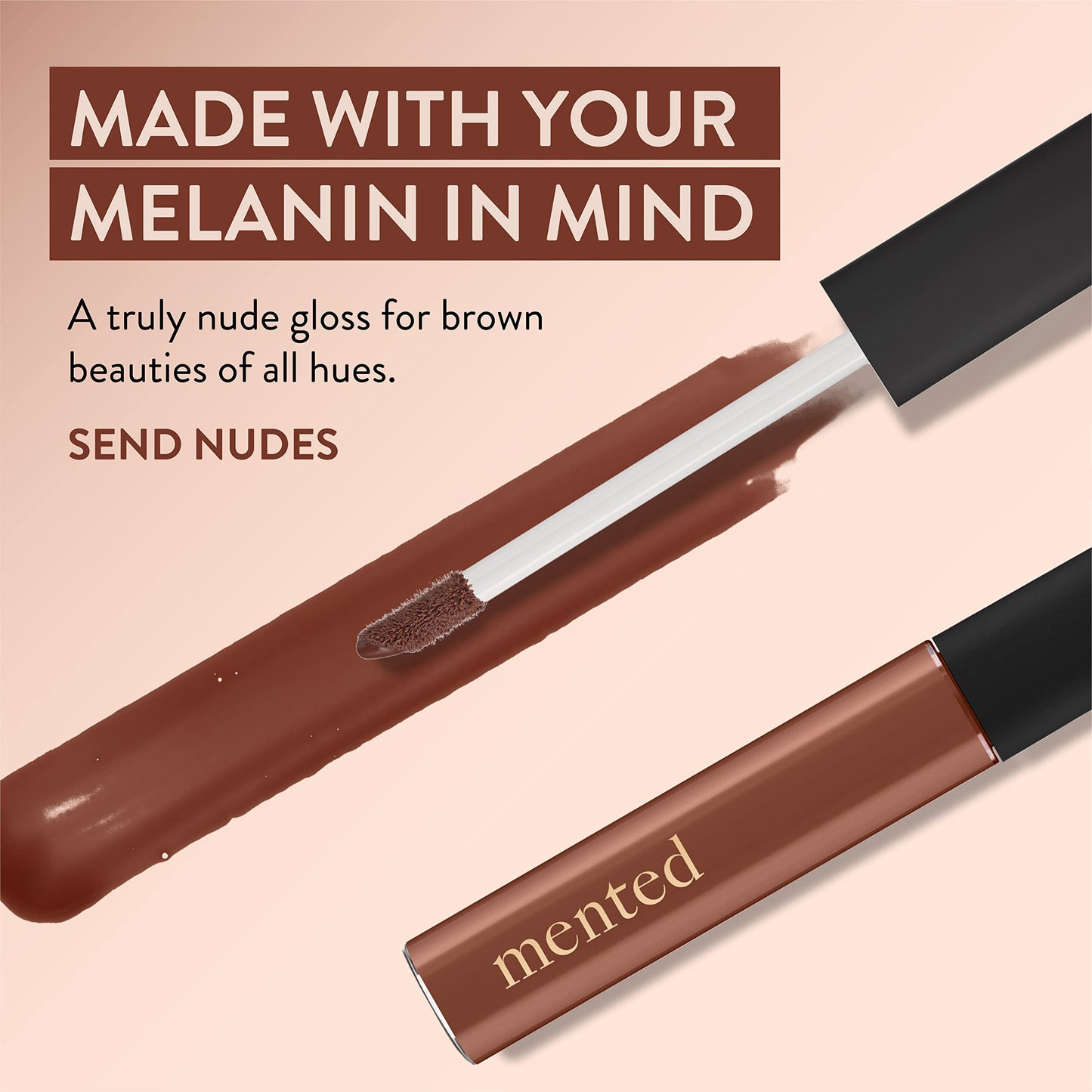 Mented Cosmetics | Deep Tan Nude Lip Gloss, Send Nudes | Vegan, Paraben-Free, Cruelty-Free Gloss Topper | Long Lasting and Moisturizing Lipgloss