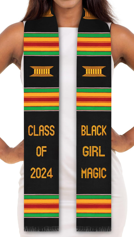 ADVANSYNC Black Girl Magic Class of 2024 Premium Handwoven Kente Cloth Graduation Stole (Magic 2024)