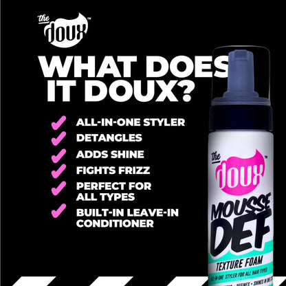 The Doux Mousse Def Texture Foam, Multi-Use Mousse Hair Foam to Style, Condition, Define, Volumize, and Add Shine - 7oz