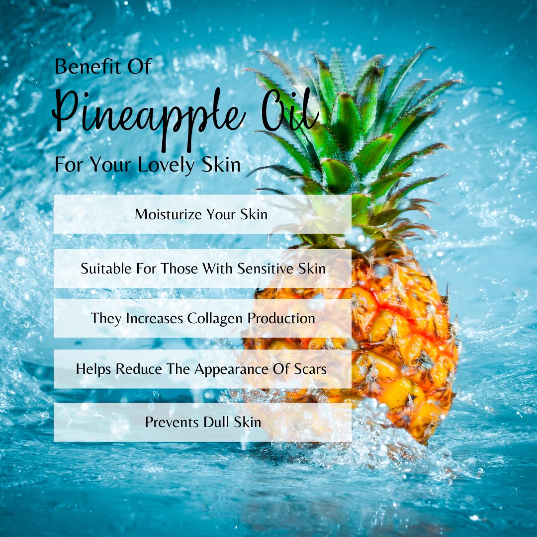 Red Rose Naturals Pineapple Body Oil, 100% Natural, Hydrating & Deep Moisturizing, Bath and Body Oil For Women, Tropical Long Lasting Fragrance, Vegan - 4 oz.