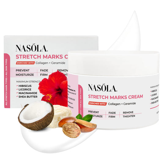 Nasola Stretch Mark Cream for Pregnancy, Eliminate and Prevent Deep Stretch Marks, Moisturizer Belly Cream for Pregnancy and Scars Removal With Enriched Collagen and Ceramide, 4.23 Oz