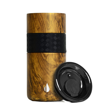 Elemental Artisan Insulated Tumbler, Triple Wall Coffee Travel Mug, Reusable Stainless Steel Coffee Tumbler with Ceramic Lid, Thermal Coffee Cups for Hot (6 Hrs) & Cold (18 Hrs), 16oz - Teakwood