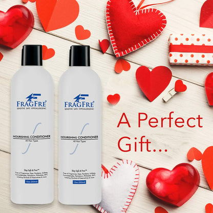 FRAGFRE Fragrance Free Conditioner 12 oz (2-Pack Gift Set) - Parabens Free Hypoallergenic - Hair Conditioner for Sensitive Skin - Deep Conditioning for Normal Treated and Fragile Hairs - Vegan GF/CF
