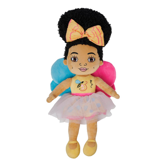 Orijin Bees Cuddle Bees Plush Dolls - Luna, 24 inches, Soft, Durable, Ages 2+, Black Doll, Biracial Doll, First Doll, Cartoon Doll, for Girl Toddler prechool, Large Plush Doll