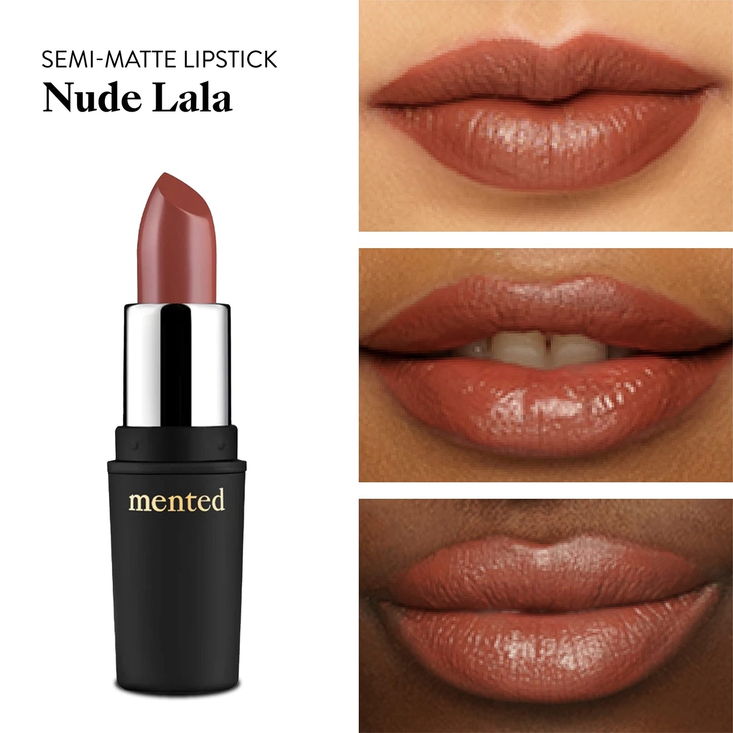 Mented Cosmetics | Semi Matte Nude Lipstick, Nude Lala | Vegan, Paraben-free, Cruelty-free | Nude Pink, Long Lasting Lipstick