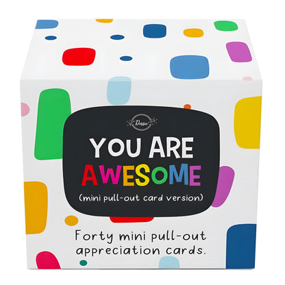 Dessie Awesome Mini Encouragement Cards - 40 Unique Cards w/Inspirational Messages, 2.5" x 2.5". Employee & Teacher Appreciation Gifts in Bulk